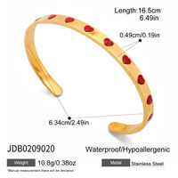 Brazalete de Oro Elegante Vintage de Lujo con Corazón de Esmalte Rojo, Ajustable, Brillante, Joyería al por Mayor para Mujer