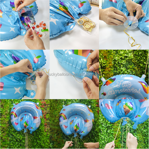 Conception spéciale Cadre photo Feliz Cumpleanos joyeux anniversaire ballons en aluminium thème Pinata - Product Image 6