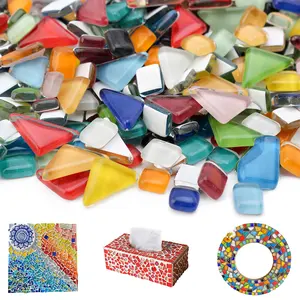 Vários tamanhos cores misturadas cristal colorido solto irregular arte diy artesanato vidro peças mosaico