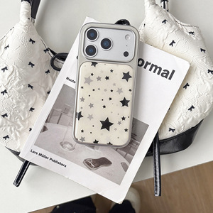 Funda para iPhone 17 Pro Max Estilo Ins con Pequeñas Estrellas, Borde Plateado Electrochapado, Funda con Pegamento para iPhone 14 13 - Product Image 4