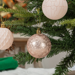 25 pièces, nouvelle conception, boules <span class=keywords><strong>de</strong></span> Noël rondes dorées élégantes, bleu Italie, en plastique, pour l'intérieur et l'extérieur, décorations suspendues pour arbre, en stock - Product Image 3