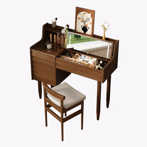Solid Wood <b>Dressing</b> <b>Table</b> With Flip Top Mirror Multifunction Desk Makeup Vanity For <b>Bedroom</b> Adult Use - Product Image 5