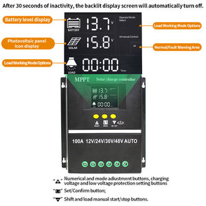 Controlador de carga solar 100A 80A <span class=keywords><strong>60A</strong></span> 12V24V36V48V con pantalla <span class=keywords><strong>LCD</strong></span> para carga estable adecuado para sistemas de RV con energía solar - Product Image 4