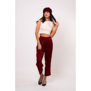 Pantaloni Corti in Raso Bordeaux Brangio Luxe - Product Image 1