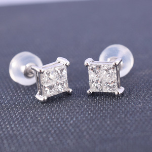 Orecchini a Perno con Zirconi Quadrati, Design Minimalista Unisex, Gioielli Eleganti alla Moda, per Uso Quotidiano, Regalo Chic - Product Image 4