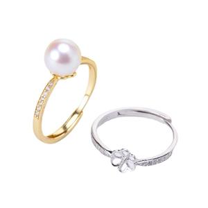 WENCHI S925 Silver <b>Ring</b> Stand with 6-8mm Beads DIY Pearl Accessories Simple Edition 25mm Jewelry Findings <b>Spacers</b> Model 11887 - Product Image 3