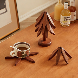 Sous-verres en bois en forme d'arbre, fabrication directe d'usine, best-seller, en vrac, avec base et support - Product Image 5