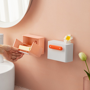 HeDou Flip Top Soap Dish Wall Mounted Plastic With Lid Self Drain Rectangular Household Soap Holder - Product Image 4