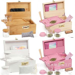 Caja de almacenamiento de madera con cerradura de combinación, embalaje de regalo artesanal de bambú, forma rectangular, con cerradura para almacenamiento de tabaco y cigarros - Product Image 1