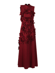 Robe élégante pour femmes, nouveau design d'été, col montant, robe tendance avec nœud et motif floral - Product Image 5