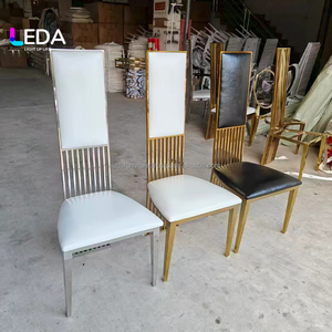 LEDA Mobilier d'hôtel haut de gamme Chaise de mariage en acier inoxydable à dossier haut or argent pour fête et événement Chaise de style - Product Image 4