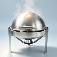 Oulu Langlebiger Edelstahl Chafing Dish mit Kuppeldeckel, Buffet-Speisenwärmer mit Anpassbarer Heizleistung für Hotel, Bankett und Hochzeit