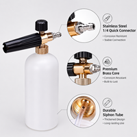 Canon à mousse de 1000 ml avec lance à mousse et connecteur rapide 1/4, pulvérisateur de mousse réglable pour nettoyeur haute pression, lavage de voiture