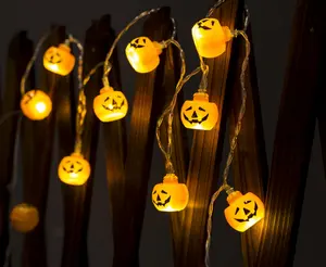 Hàng Mới Về Dây Nhựa Pvc Acrylic Cadena De Lamparas Màu Đen Ấm Áp 10 Đèn LED Dây Bí Ngô Halloween Giá Rẻ Để Trang Trí