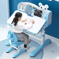 Nouveau bureau intelligent ergonomique pour enfants, vente en gros d'usine, table et chaise d'étude réglables en hauteur pour enfants, bois moderne, 10 pièces