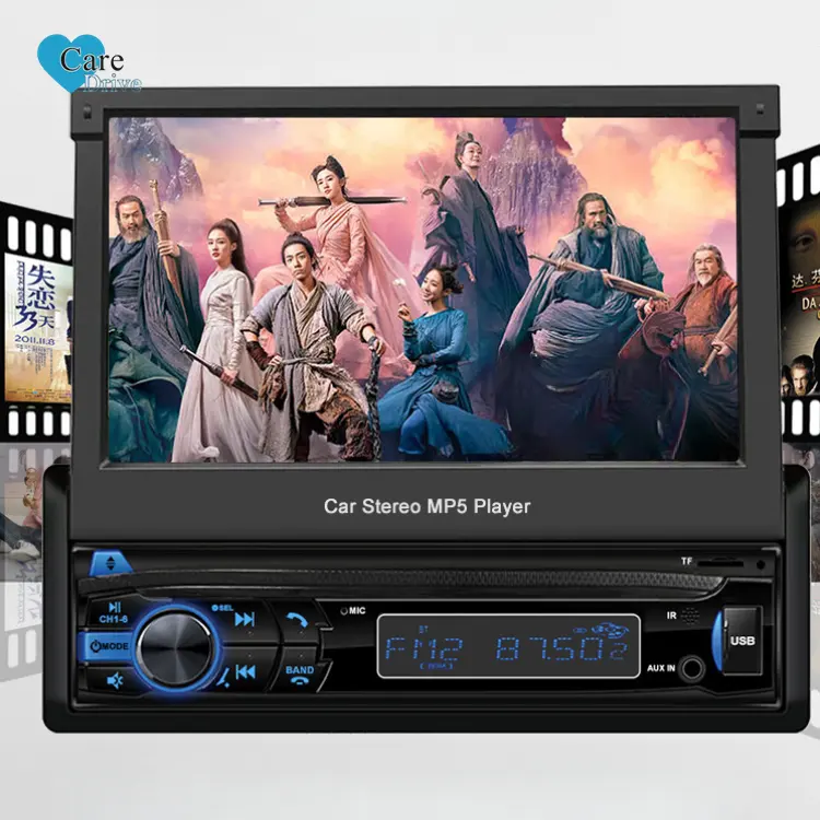 Caredve produk terbaru 2023 7 inci layar besar cermin Tautan pemutar Dvd Multimedia Android Fm Video Mp5 Bluetooth Radio mobil