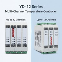 Controlador de Temperatura PID de 12 Canales Ydkz Ethernet Modbus TCP RS485 RTU Pt100 Termopar Tipo K E J N Riel DIN Alimentación DC24V