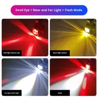 Projecteur de moto et voiture 12V avec phare LED Devil Eye, projecteur pour véhicules électriques, lumière blanche et jaune double couleur, clignotant