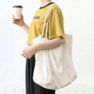 Trendy Black Tote Bags Shopper Custom Logo Custom Wholesale Shoulder Canvas Shopping Bag - Product Image 1