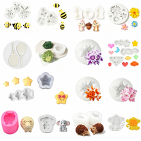 Moules en silicone Candyer pour résine, formes de fleurs, d'animaux, d'abeilles, de figurines, adaptés au fondant, aux bougies parfumées et aux décorations en plâtre