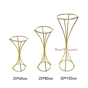 Support à fleurs en métal doré pour les mariages, centre de table, décoration, <span class=keywords><strong>vase</strong></span> à fleurs en or - Product Image 4