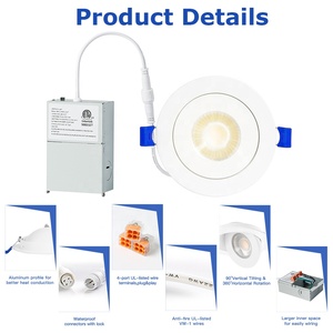 <span class=keywords><strong>Intertek</strong></span>-luces LED empotradas regulables, sin parpadeo, cardán de techo, delgadas - Product Image 3