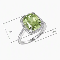 Bague en argent sterling 925 Kirin avec pierre verte, plaqué rhodium, zircon central, OEM ODM