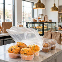 Boîtes d'emballage en plastique PET jetables de qualité alimentaire pour desserts, gâteaux, bonbons, biscuits, snacks avec couvercle, impression personnalisée