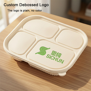 PFAS-Free Compostable 38/46oz Cornstarch Lunch Box with Lid, 3/4/5 Compartments <strong>Takeaway</strong> <strong>Container</strong>, Microwave and Freezer Safe - Product Image 4
