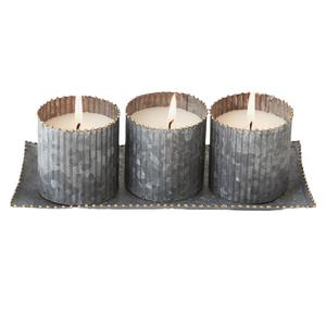 Contenedor de velas de metal galvanizado estilo Ins hecho a mano con bandeja para la decoración del hogar con materiales de cera y hierro - Product Image 1