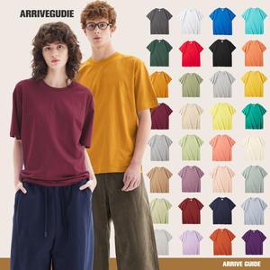 AG001140S T-shirt uni en pur coton à double fil, manches courtes, col ras du cou, pour garçons et filles, été, sport, décontracté, adolescent, passe-partout - Product Image 2