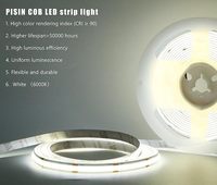 Bande lumineuse LED COB 480led/M 12V/24V, lumière blanche de jour 6000K, bande lumineuse flexible à découpe libre, ruban LED 5mm pour la décoration de bureau