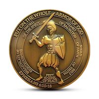 Pièce de monnaie commémorative personnalisée « Armure de Dieu », pièce de monnaie chrétienne plaquée or antique – Pièces commémoratives pour collectionneurs