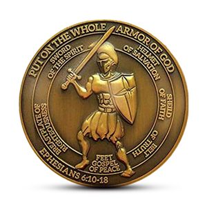 Moneda <span class=keywords><strong>de</strong></span> Desafío Personalizada con la Armadura <span class=keywords><strong>de</strong></span> <span class=keywords><strong>Dios</strong></span>, Moneda <span class=keywords><strong>de</strong></span> Desafío Cristiana Chapada en Oro Antiguo - Monedas Conmemorativas para Coleccionistas - Product Image 2