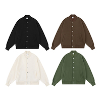 Automne hommes lourd velours Baseball veste couleur unie simple boutonnage teint en fil coton imprimé décontracté tenue quotidienne avant