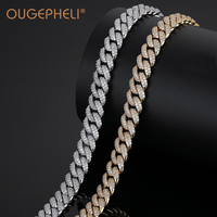OUGEPHELI Collier chaîne maille cubaine en moissanite taille brillant, plaqué or rose, argent sterling S925, style hip-hop unisexe, troisième