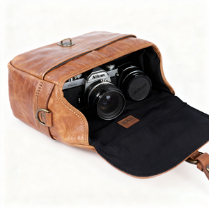 Nhà sản xuất OEM tùy chỉnh nâu da vai Sling máy ảnh Crossbody chéo cơ thể túi bảo vệ túi máy ảnh cho các nhiếp ảnh gia - Product Image 5