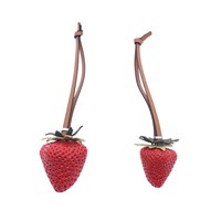 Meilleures ventes : Pendentif porte-clés pour sac en cuir véritable et résine acrylique, motif grande fraise fraîche, style Instagram, frais, doux et mignon