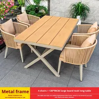Ensemble table basse et chaises d'extérieur en rotin tressé et bois plastique pour jardin, terrasse, villa, salon
