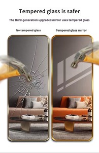 Specchio Moderno di Lusso a Figura Intera per Decorazione da Parete, Autoportante, Adesivo in Vetro Infrangibile, da Terra, in Vetro Temperato - Product Image 4