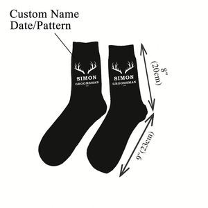Chaussettes en coton personnalisées pour les garçons d'honneur avec nom – Cadeaux de mariage - Product Image 3