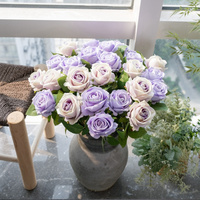 A001 Florist liefert Großhandel Blumen Dekor Samt gefälschte weiße rote Rosen künstliche einzelne Stiel Rose für Hochzeits dekor