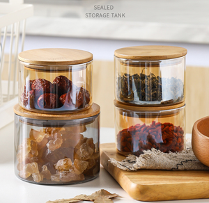 Stoples Kaca Dengan Tutup Bambu, Wadah Penyimpanan Kedap Udara, Tutup Bambu Bersegel Karet, Tahan Panas Untuk Makanan Manis - Product Image 5