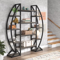 Meubles de maison modernes, bibliothèque haute, étagère de rangement, organisateur, métal vintage, bois simple, bibliothèque à 5 niveaux pour chambre à coucher, bureau