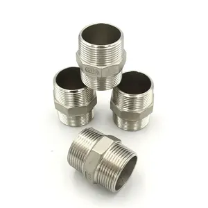 Tubo roscado de acero inoxidable accesorios doble hombre racores hexagonales 304, 316 de 201 BSPT BSP hexagonal NPT de pezón