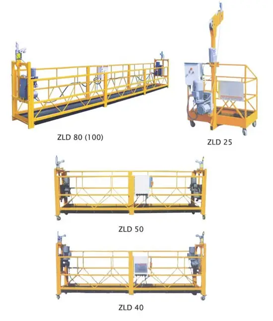 ZPL 100 एल्यूमीनियम अस्थायी तह ऊंचा निलंबित हवाई काम मंच के लिए निर्माण मशीनरी