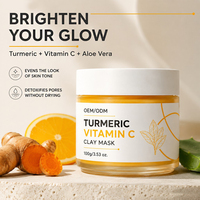 Masque de boue au curcuma, vitamine C et aloe vera, formule personnalisée, éclaircissant, nettoyant les pores, soin du visage, tous types de peau, OEM ODM, marque privée