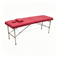 Table de massage professionnelle pliable en acier inoxydable à 2 sections, réglable