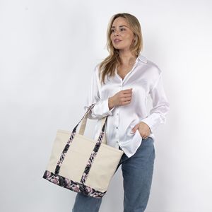 Bolsos <span class=keywords><strong>de</strong></span> <span class=keywords><strong>Playa</strong></span> <span class=keywords><strong>de</strong></span> Lona Clásica Color Crema con Estampado Floral y Asa <span class=keywords><strong>de</strong></span> Lona, Estilo Vintage, Personalizados <span class=keywords><strong>de</strong></span> Royal Fair, Color Beige Natural, para el Trabajo Diario, para Mujer - Product Image 4