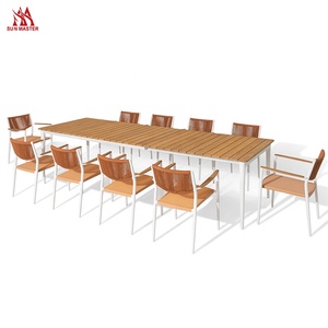 Muebles de Patio Jardín Cena grande Mesa y sillas extensibles Madera de teca Hotel Restaurante Al Aire Libre Mesa de comedor de 10-12 plazas - Product Image 4